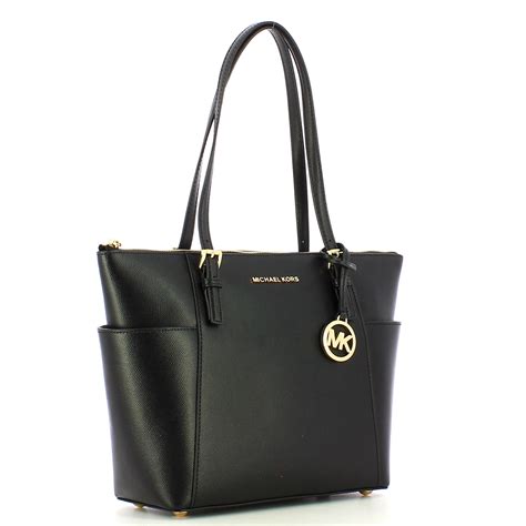 michael michael kors jet set item ew tz tote black|michael kors jet set duffle.